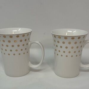 Grace 's Teaware Mug, White With Bright Gold Polka Dots Fade Set Of 2